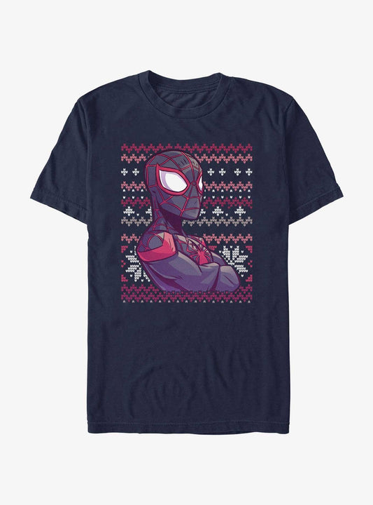Marvel Spider-man Miles Morales Ugly Christmas T-shirt | Trendy Graphic Tee | Casual Unisex T-shirt