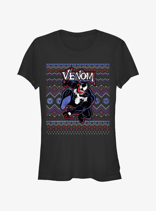 Marvel Venom Venomous Ugly Christmas Girls TShirt T-Shirt | Seasonal Must-Have | Top Pick For Gifting