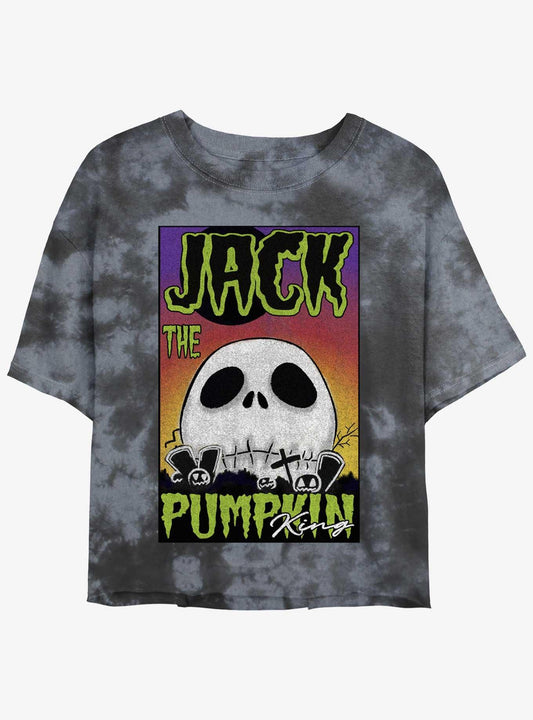 Disney The Nightmare Before Christmas Jack The Pumpkin King Skull Poster Tie-Dye Girls Crop T-Shirt