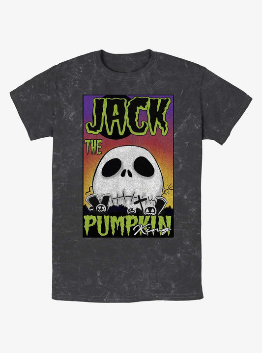 Disney The Nightmare Before Christmas Jack The Pumpkin King Skull Poster Mineral Wash TShirt Poster | Holiday Edition | Great For Christmas Season