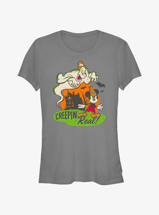 Disney100 Halloween Mickey Mouse Creepin' It Real Girls T-Shirt