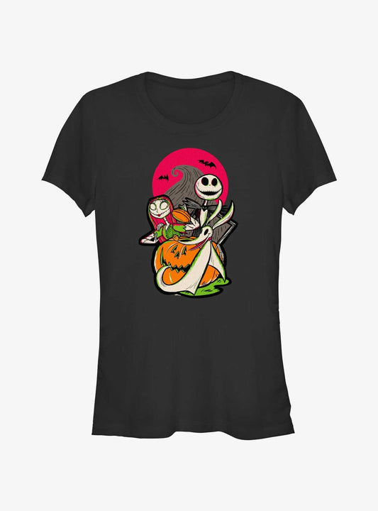 Disney100 Halloween The Nightmare Before Christmas Sally Jack And Zero Girls TShirt T-Shirt | Vintage Christmas Look | Trending Festive Apparel
