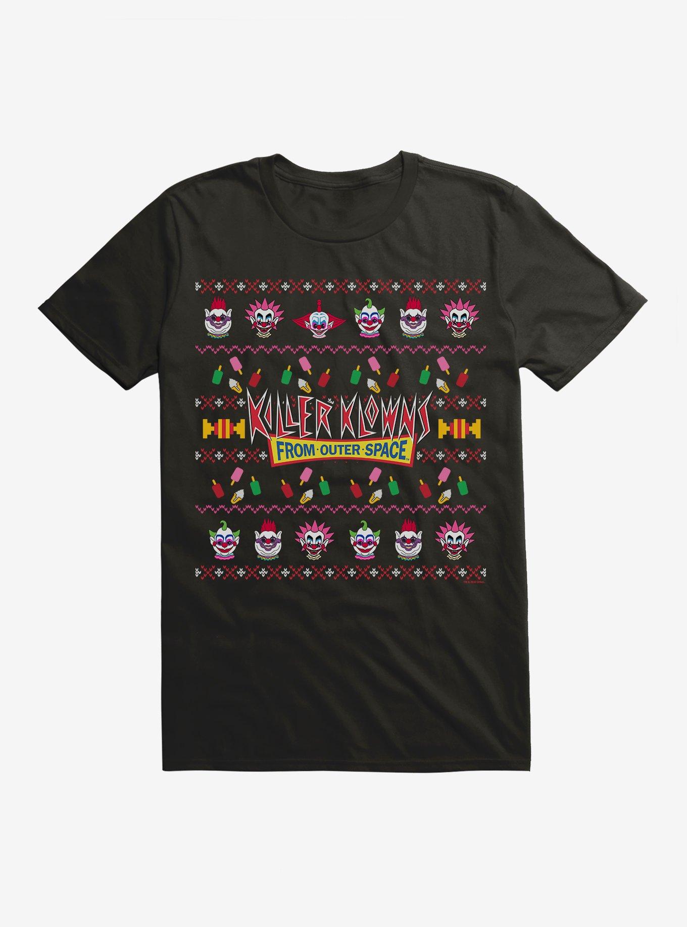 Killer Klowns From Outer Space Ugly Christmas Sweater Pattern T-shirt | Trendy Graphic Tee | Casual Unisex T-shirt