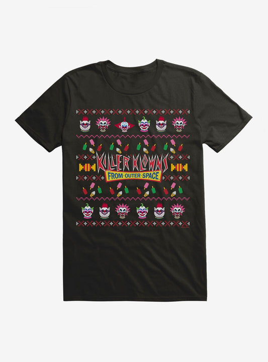 Killer Klowns From Outer Space Ugly Christmas Sweater Pattern T-shirt | Trendy Graphic Tee | Casual Unisex T-shirt