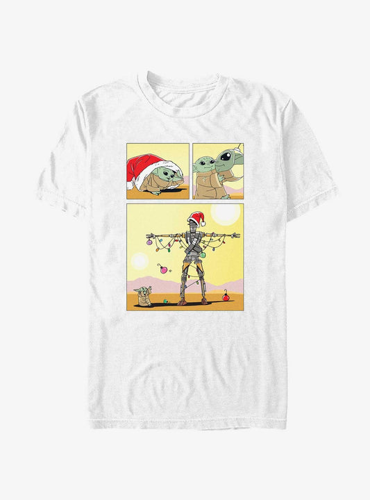 Star Wars The Mandalorian Grogu Christmas Comic TShirt T-Shirt | Fan Favorite Artwork | Trending Festive Apparel