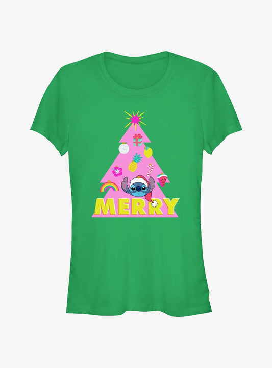 Disney Lilo Stitch Merry Christmas Tree Girls T-Shirt T-Shirt – Premium Quality Print | High Demand Item