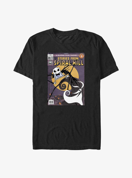 Disney The Nightmare Before Christmas Spiral Hill Comic Jack and Zero Big Tall TShirt T-Shirt | Cute Festive Style | Trending Festive Apparel