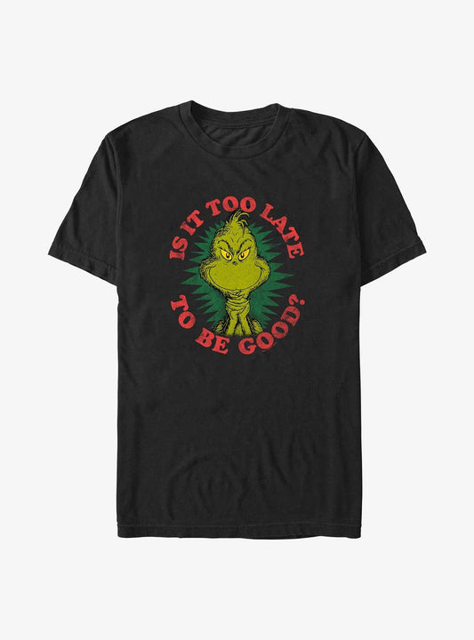 Dr Seuss The Grinch Who Stole Christmas Too Late To Be Good Big Tall TShirt T-Shirt | Premium Graphic | Perfect For Daily Wear