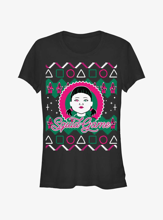 Squid Game YoungHee Doll Ugly Christmas Girls TShirt T-Shirt | Vintage Christmas Look | Great For Christmas Season