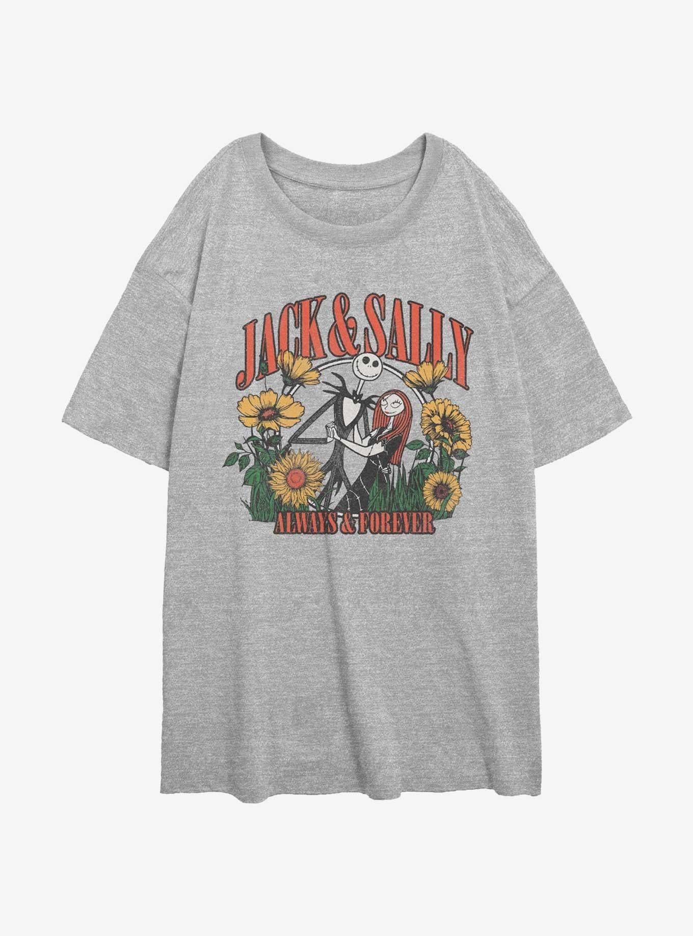 Disney The Nightmare Before Christmas Jack Sally Always Forever Girls Oversized TShirt T-Shirt | Cute Festive Style | Perfect For Daily Wear