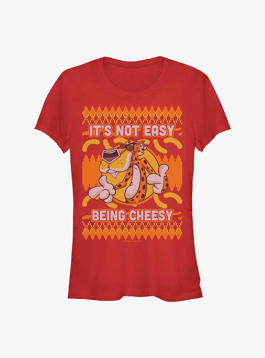 Cheetos Chester Cheetah Ugly Christmas Sweater Pattern Girls T-shirt | Trendy Graphic Tee | Casual Unisex T-shirt