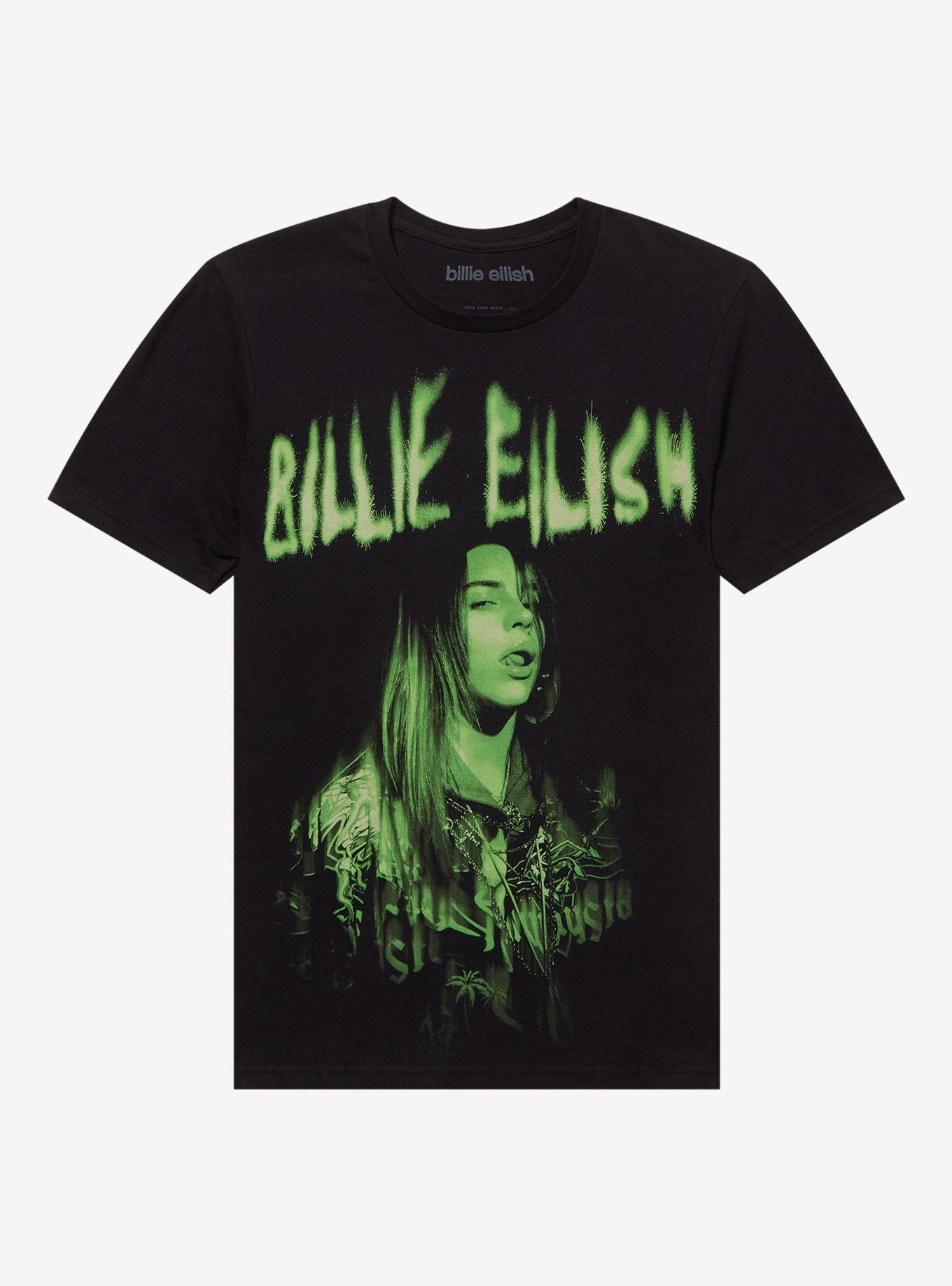 Billie Eilish Green Jumbo Portrait Boyfriend Fit Girls TShirt Graphic Tee | Graphic Tee | Unisex Shirt | Premium Quality Apparel