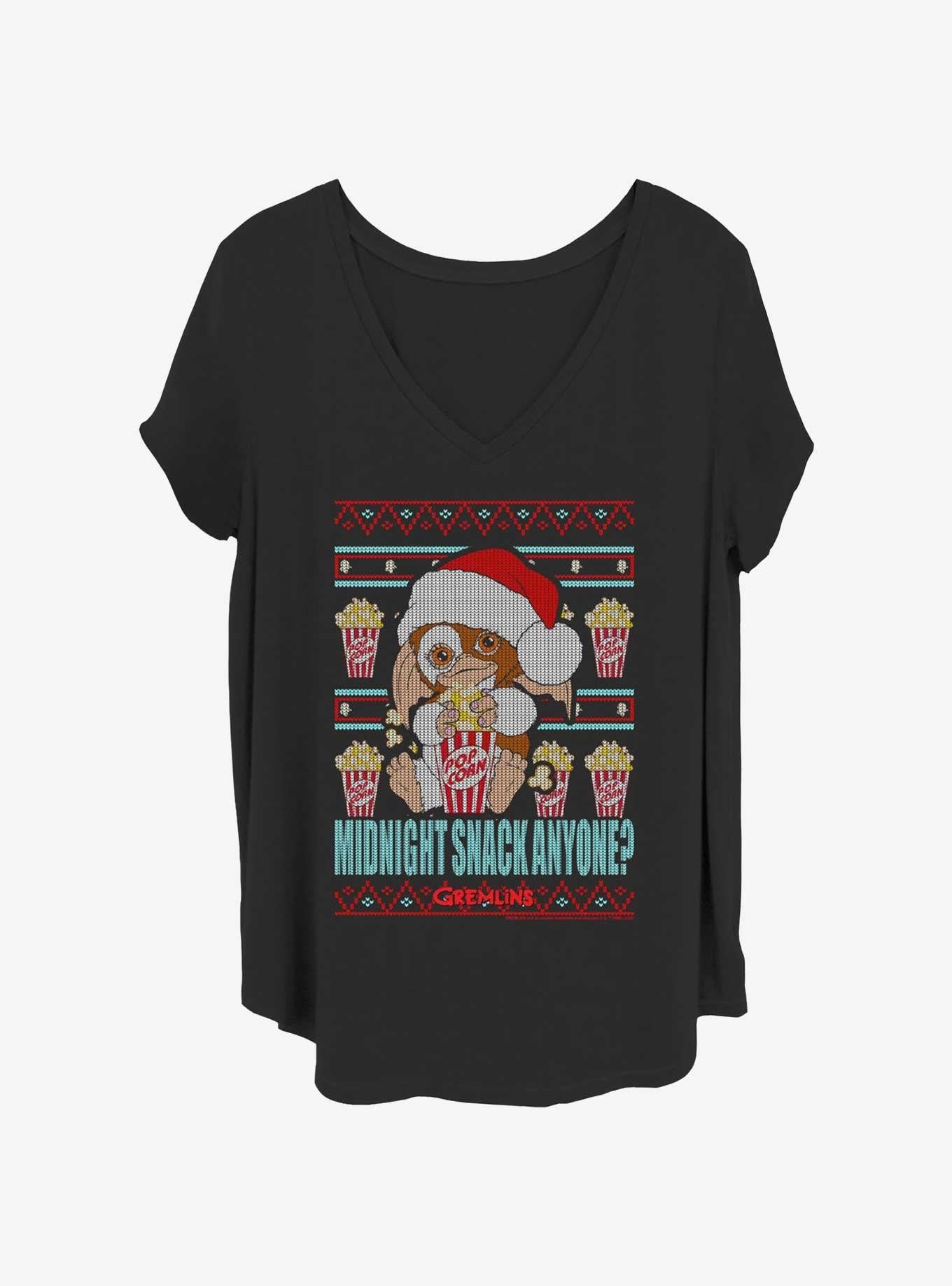 Gremlins Midnight Snack Santa Ugly Christmas Girls T-shirt Plus Size | Trendy Graphic Tee | Casual Unisex T-shirt