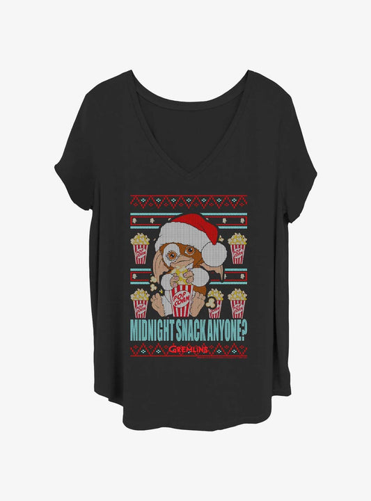 Gremlins Midnight Snack Santa Ugly Christmas Girls T-shirt Plus Size | Trendy Graphic Tee | Casual Unisex T-shirt