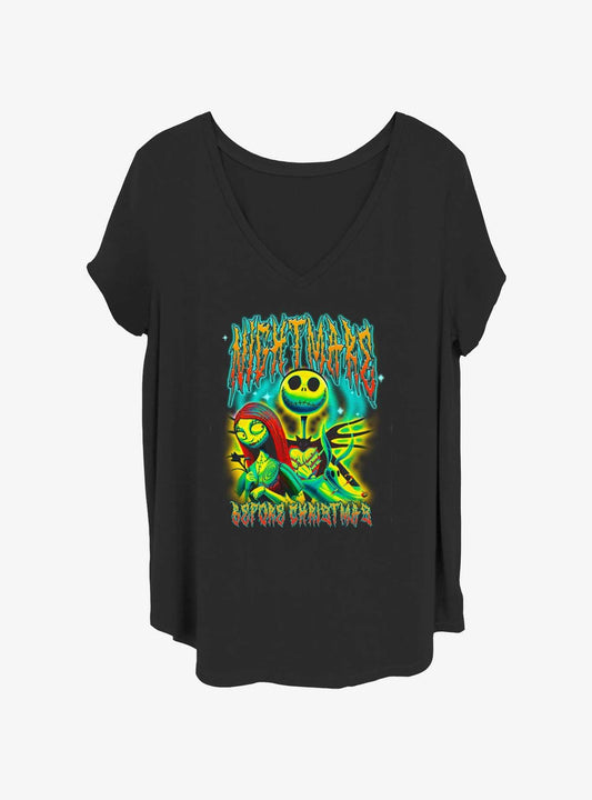 Disney The Nightmare Before Christmas Jack and Sally Bright Graffiti Girls TShirt Plus Size T-Shirt | Premium Graphic | Great For Christmas Season