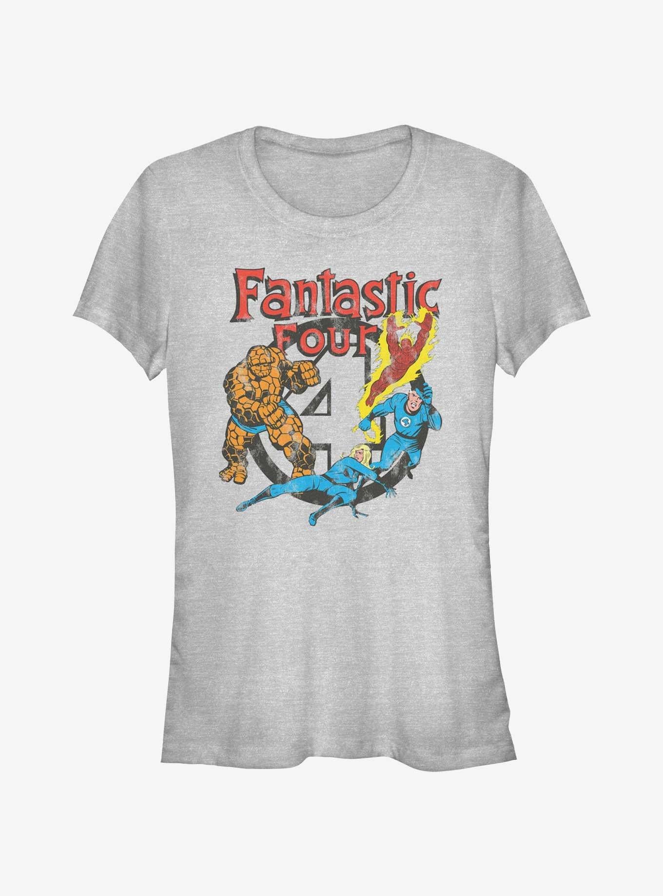 Marvel Fantastic Four Four Squad Vintage Style Girls T-Shirt T-Shirt – Unique Character Design | Must-Have Style