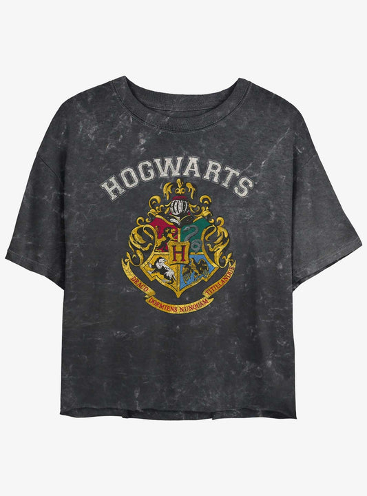 Harry Potter Vintage Logo Mineral Wash Girls Crop TShirt T-Shirt | Cute Festive Style | Trending Festive Apparel
