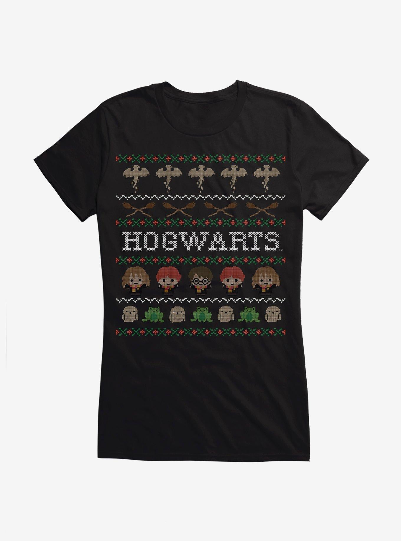 Harry Potter Hogwarts Ugly Christmas Pattern Girls TShirt T-Shirt | Best-Selling Design | Limited Christmas Style