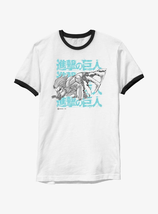 Attack On Titan Jaw Titan Stack Ringer T-Shirt