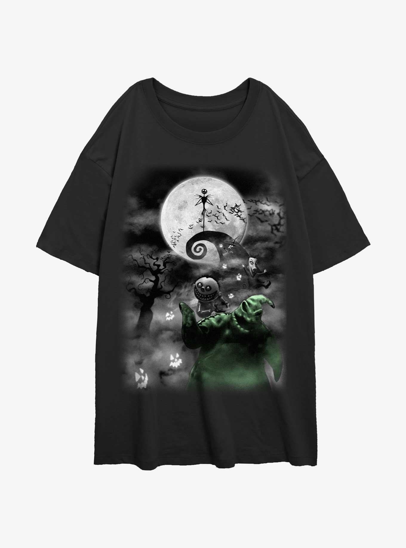 The Nightmare Before Christmas Jack Night Sky Moon Girls Oversized TShirt T-Shirt | Cute Festive Style | Top Pick For Gifting
