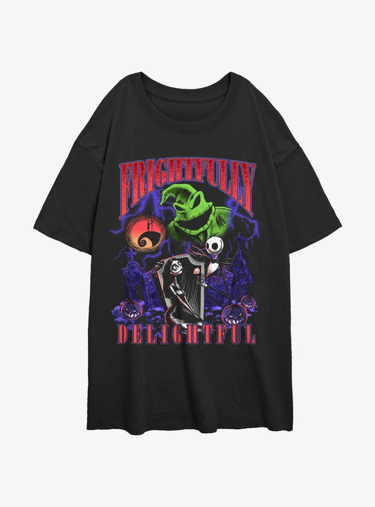 The Nightmare Before Christmas Frightfully Delightful Girls Oversized TShirt T-Shirt | Vintage Christmas Look | Limited Christmas Style