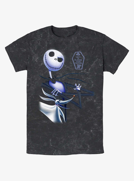 The Nightmare Before Christmas Jack Zero 30th Anniversary Mineral Wash TShirt T-Shirt | Holiday Edition | Trending Festive Apparel