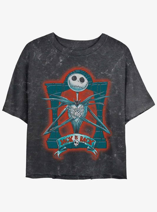 The Nightmare Before Christmas Jack Is Back Girls Mineral Wash Crop TShirt T-Shirt | Vintage Christmas Look | Top Pick For Gifting