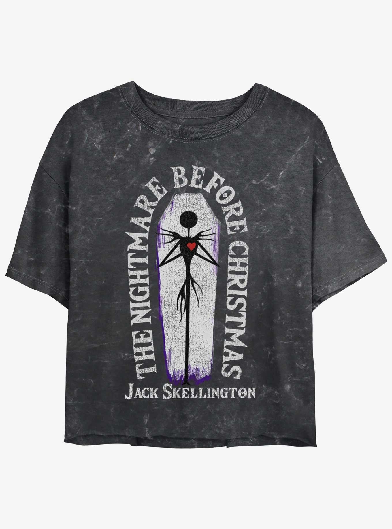 The Nightmare Before Christmas Nightmare Coffin Girls Mineral Wash Crop TShirt T-Shirt | Premium Graphic | Trending Festive Apparel