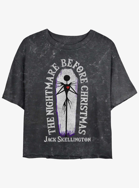 The Nightmare Before Christmas Nightmare Coffin Girls Mineral Wash Crop TShirt T-Shirt | Premium Graphic | Trending Festive Apparel