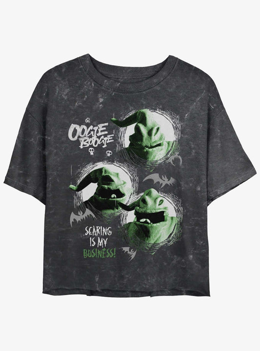 The Nightmare Before Christmas The Oogie Boogie Girls Mineral Wash Crop TShirt T-Shirt | High-Quality Print | Perfect Holiday Gift