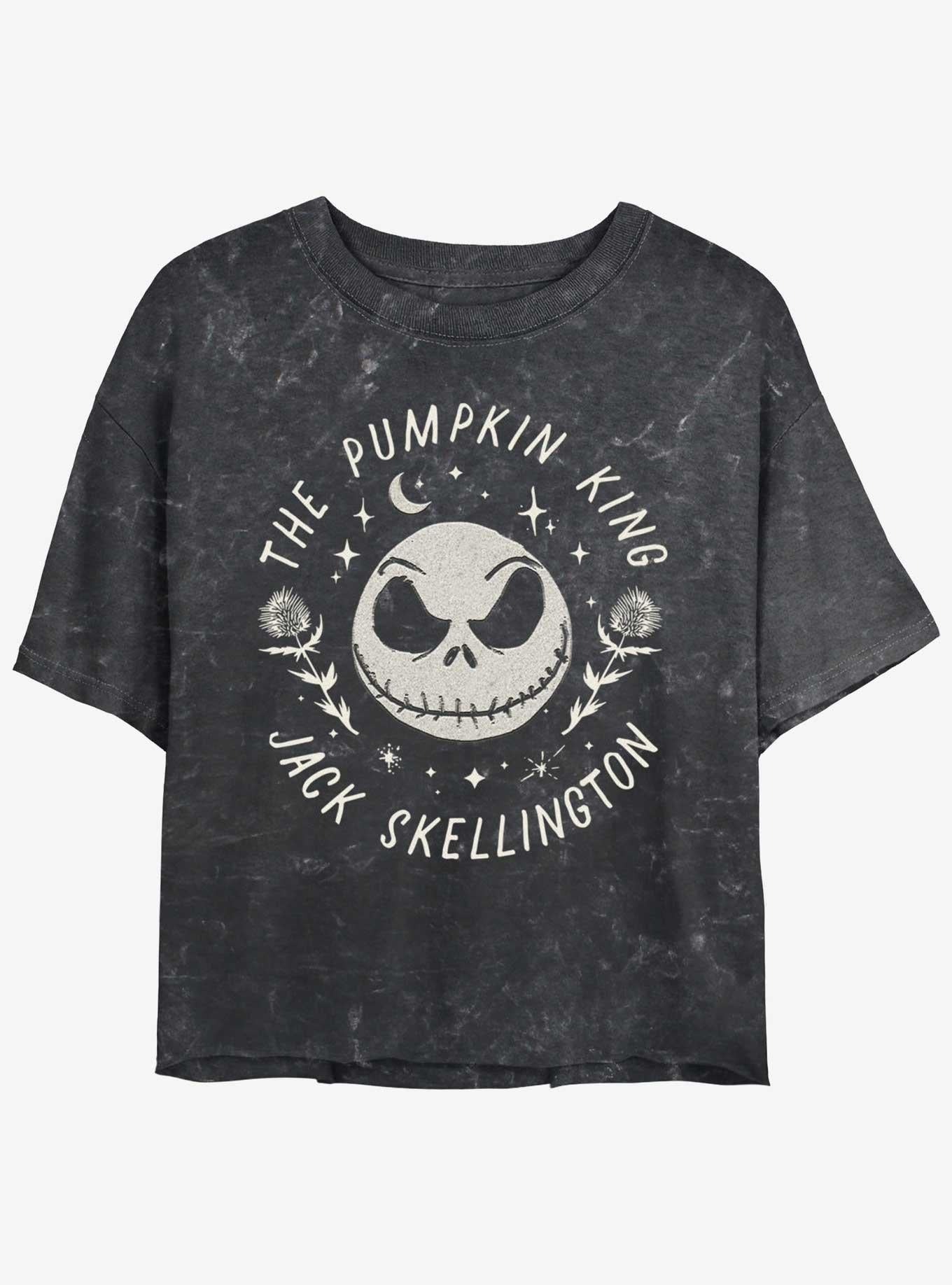 The Nightmare Before Christmas Jack Dandelion Floral Girls Mineral Wash Crop TShirt T-Shirt | Vintage Christmas Look | Limited Christmas Style