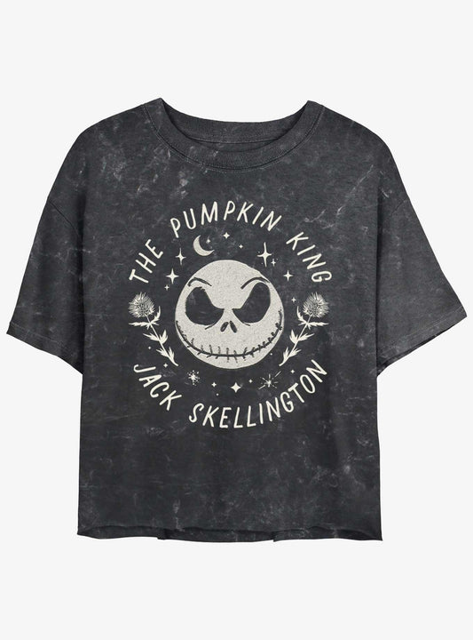 The Nightmare Before Christmas Jack Dandelion Floral Girls Mineral Wash Crop TShirt T-Shirt | Vintage Christmas Look | Limited Christmas Style
