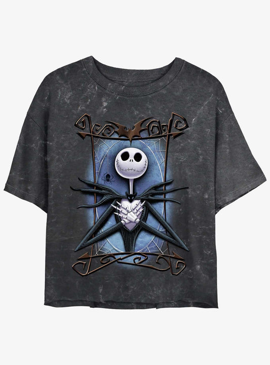 The Nightmare Before Christmas Framed Jack Girls Mineral Wash Crop TShirt T-Shirt | High-Quality Print | Trending Festive Apparel