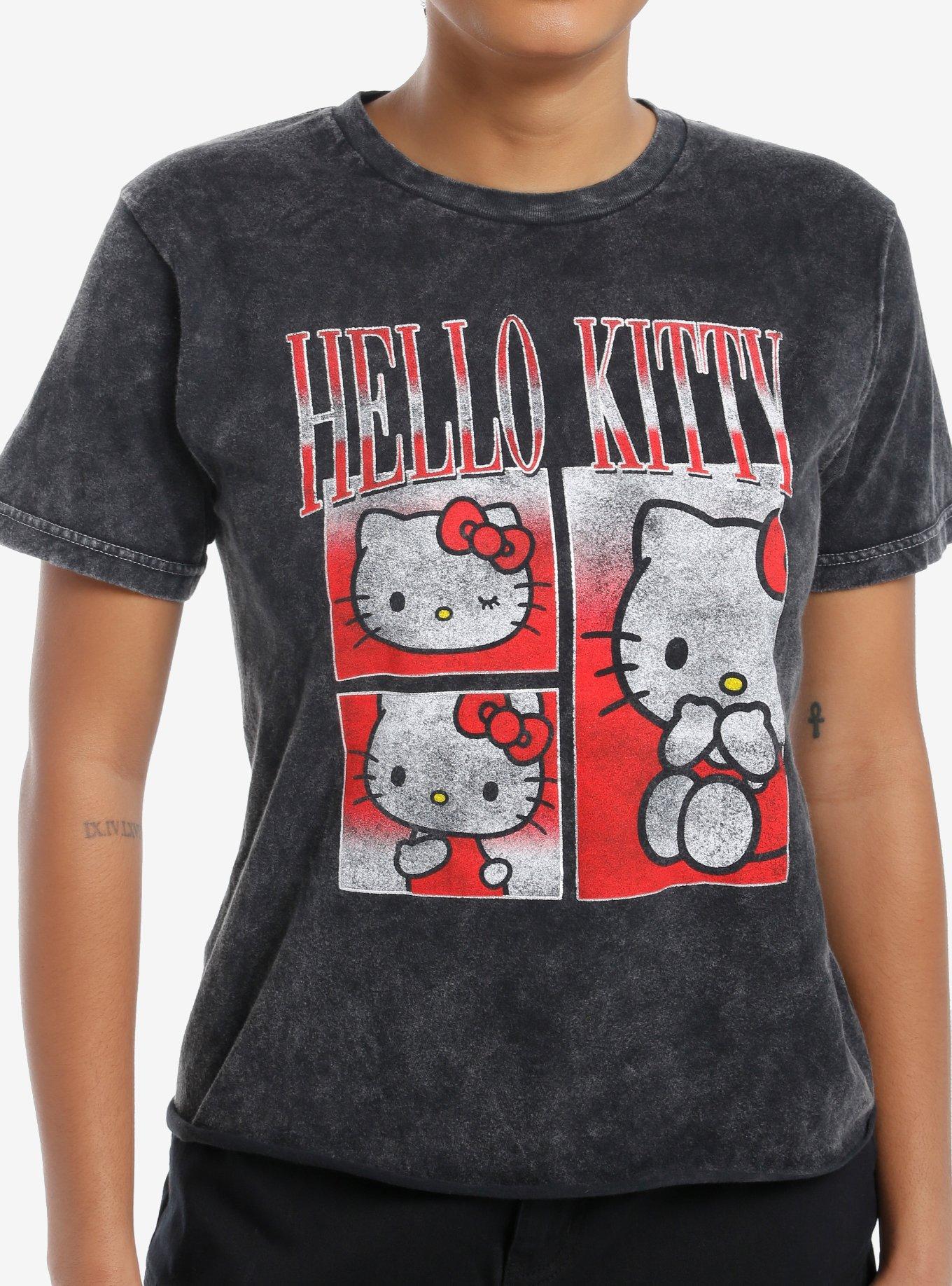 Hello Kitty Collage Mineral Wash Girls Skimmer T-Shirt