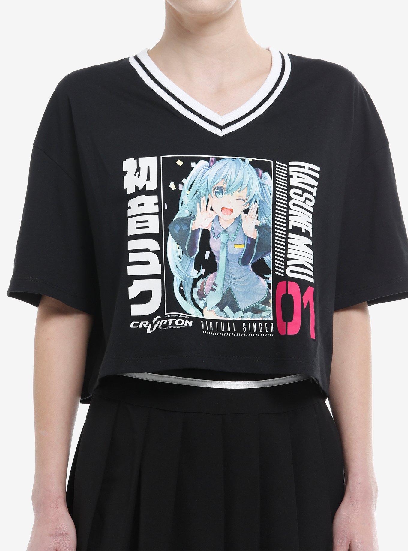 Hatsune Miku Varsity Stripe Girls Crop T-Shirt