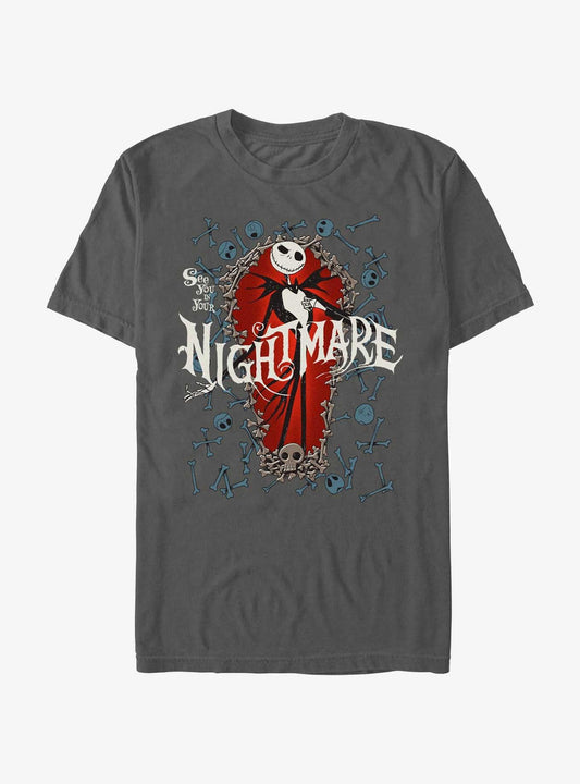 The Nightmare Before Christmas Jack Bone Coffin Garment Dye TShirt T-Shirt | High-Quality Print | Perfect For Daily Wear