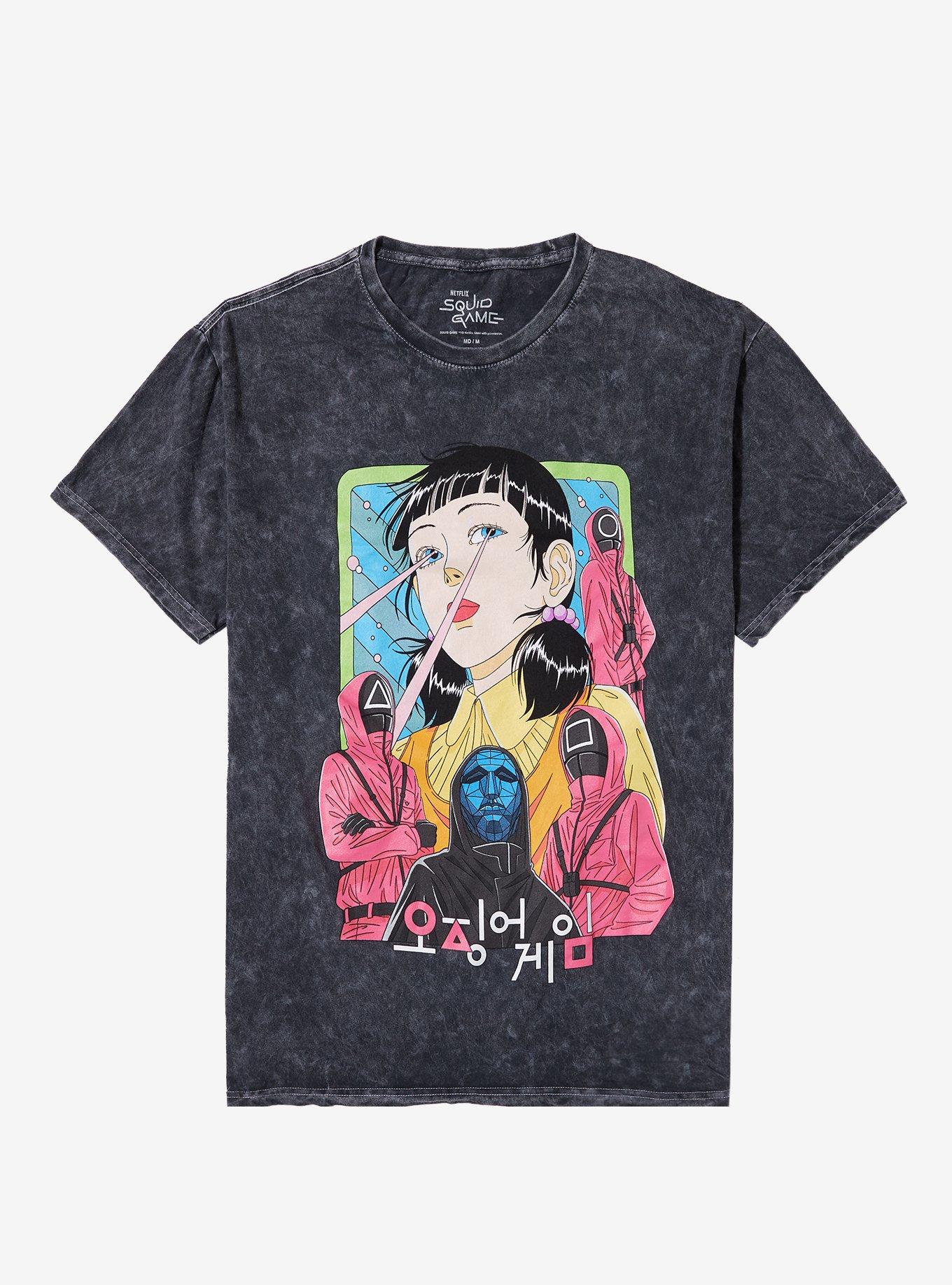 Squid Game 2 Drawn Characters Dark Wash T-Shirt