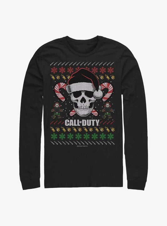 Call Of Duty Ugly Christmas Skull Long-sleeve T-shirt | Trendy Graphic Tee | Casual Unisex T-shirt