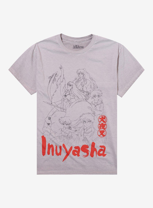 InuYasha Character Outline Boyfriend Fit Girls T-Shirt
