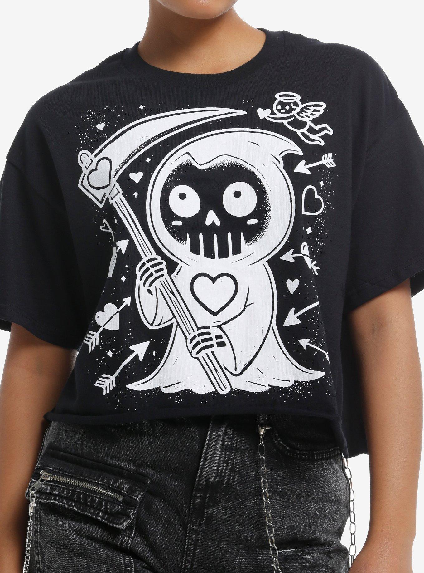 Chibi Grim Reaper Hearts Girls Skimmer TShirt Graphic Tee | Graphic Tee | Unisex Shirt | High-Quality Print