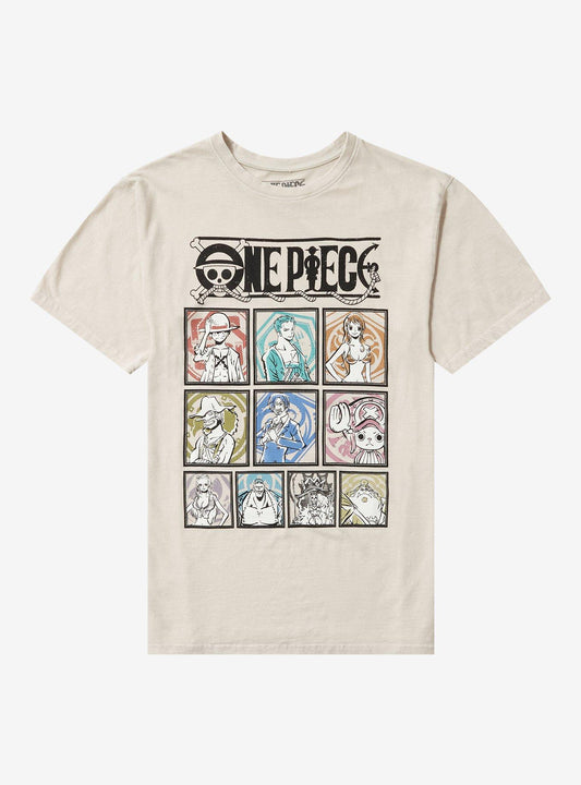 One Piece Straw Hat Crew Tonal Grid Girls T-Shirt