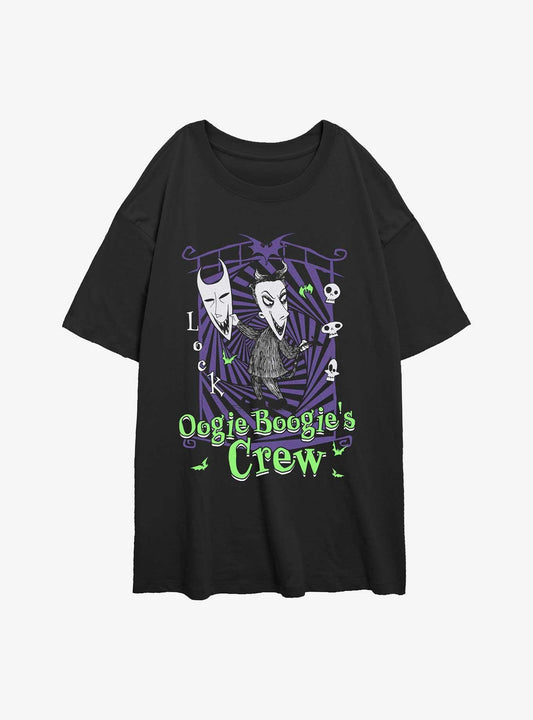 The Nightmare Before Christmas Boogies Crew Lock Girls Oversized TShirt T-Shirt | Cute Festive Style | Top Pick For Gifting