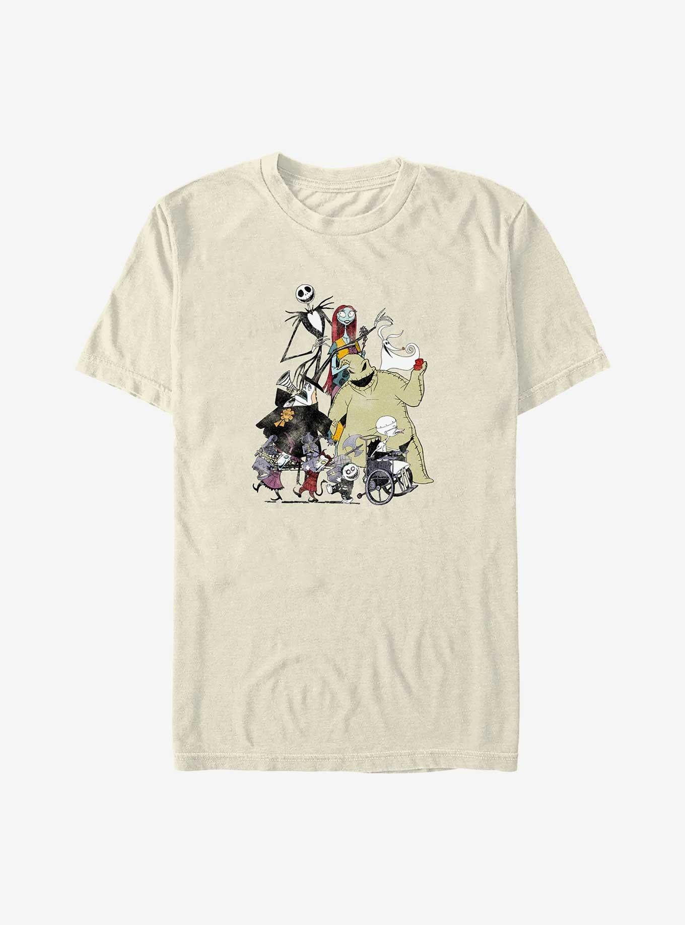 The Nightmare Before Christmas Group Shot Garment Dye TShirt T-Shirt | Cute Festive Style | Top Pick For Gifting