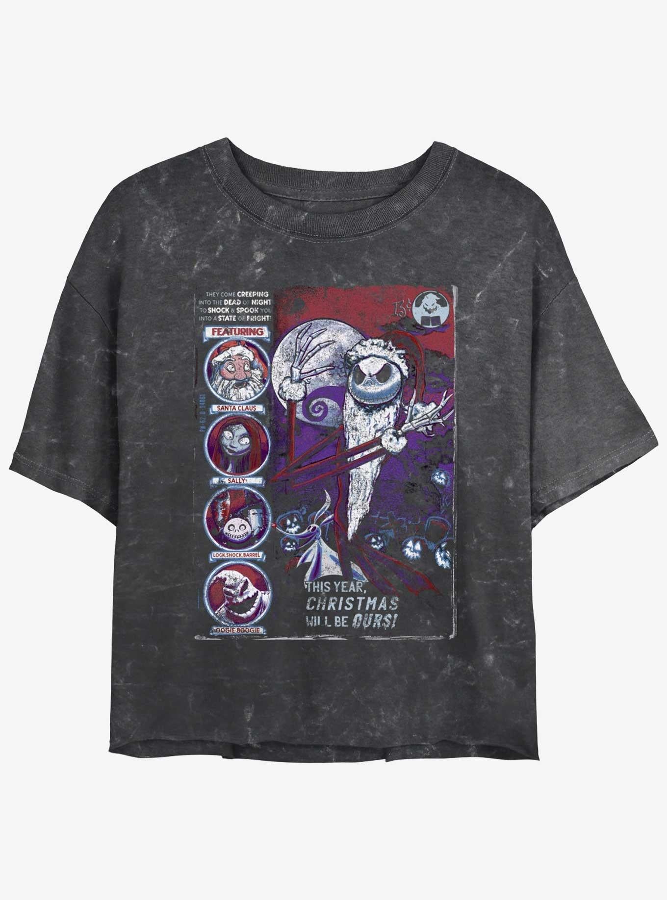 The Nightmare Before Christmas Nightmare Girls Mineral Wash Crop TShirt T-Shirt | Fan Favorite Artwork | Perfect Holiday Gift
