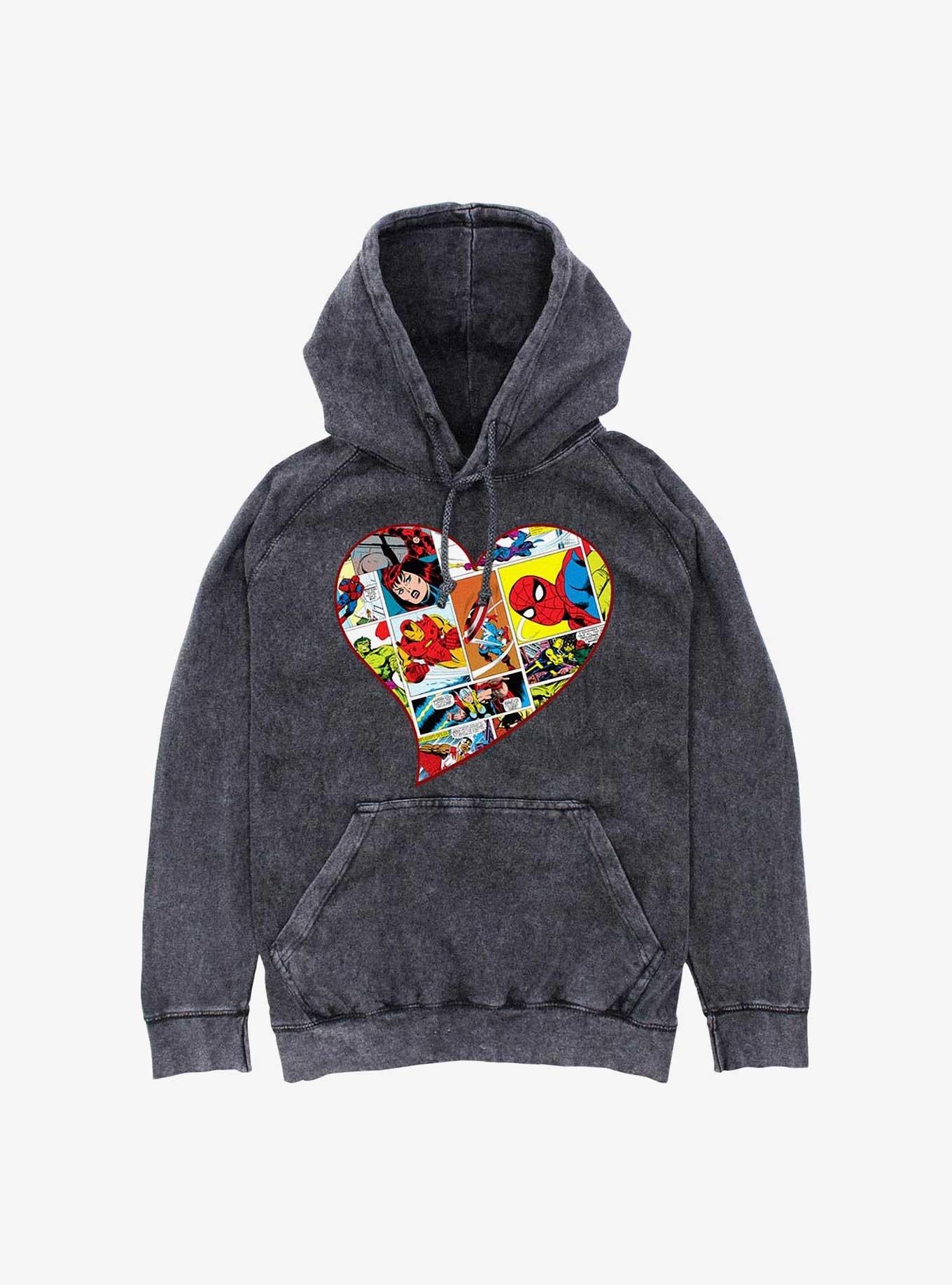 Marvel Avengers Heart Panels Mineral Wash Hoodie