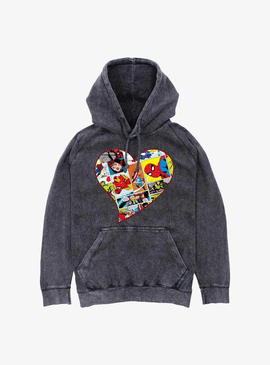 Marvel Avengers Heart Panels Mineral Wash Hoodie