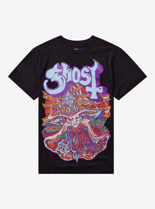 Ghost Seven Inches Of Satanic Panic Glitter Boyfriend Fit Girls T-Shirt