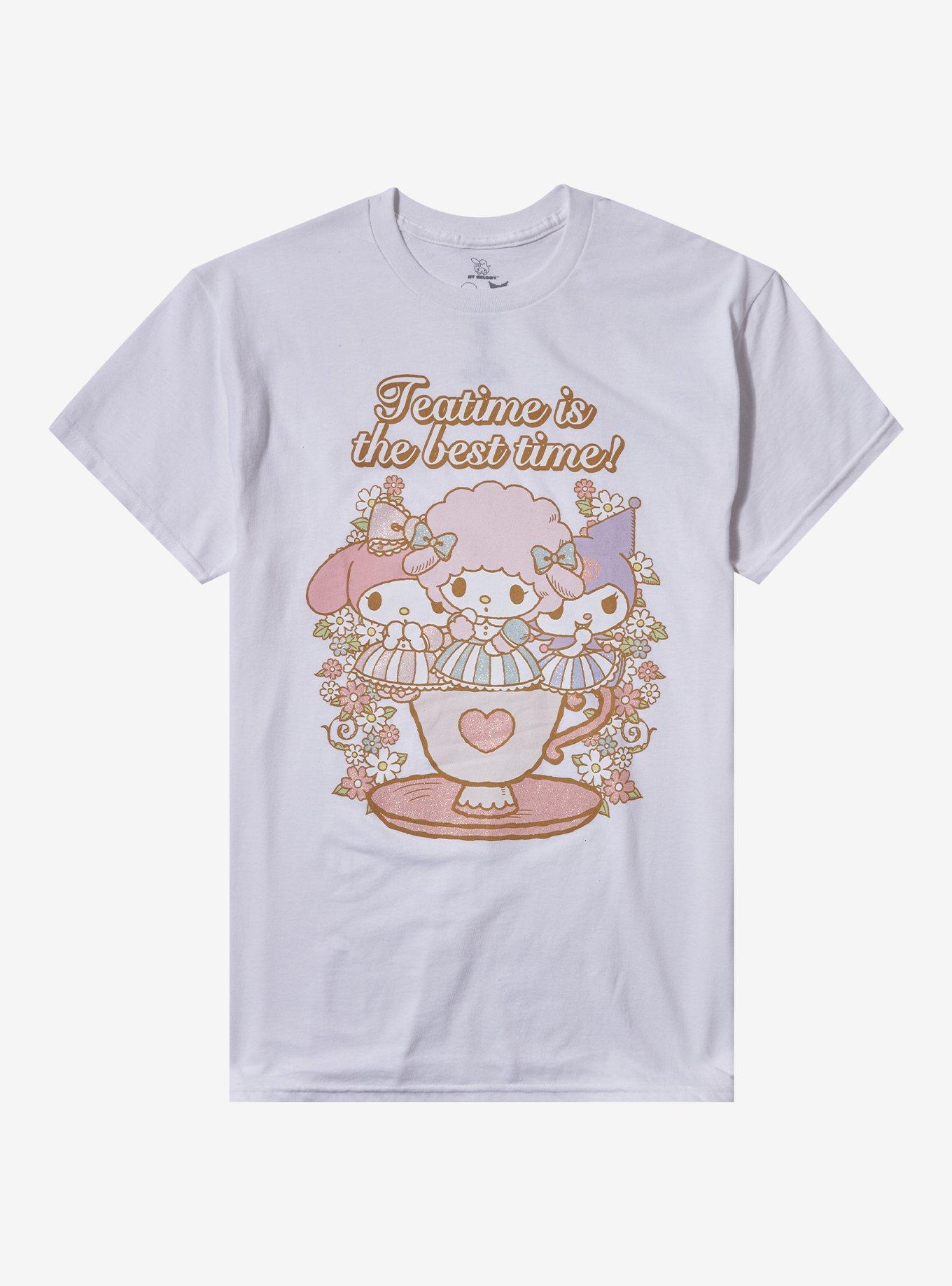My Melody Kuromi My Sweet Piano Flower Tea Glitter Girls T-Shirt
