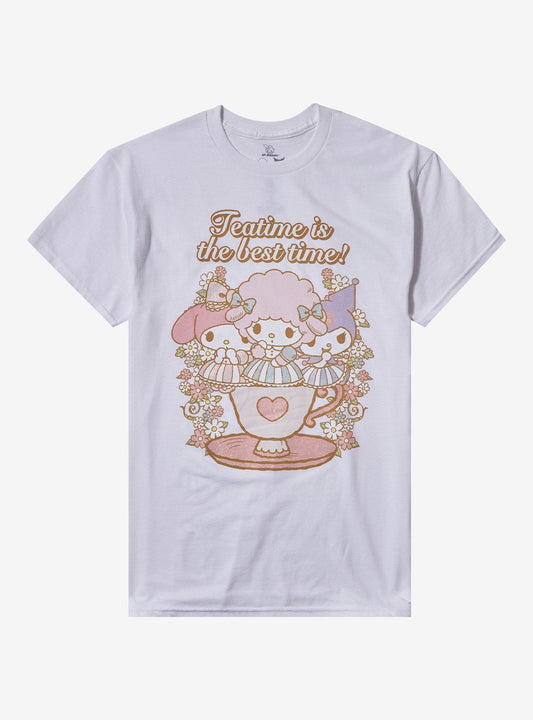 My Melody Kuromi My Sweet Piano Flower Tea Glitter Girls T-Shirt