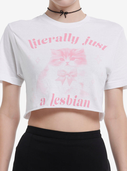 Literally A Lesbian Cat Crop TShirt By Goodie Two Sleeves Graphic Tee | Graphic Tee | Unisex Shirt | Best-Selling Design